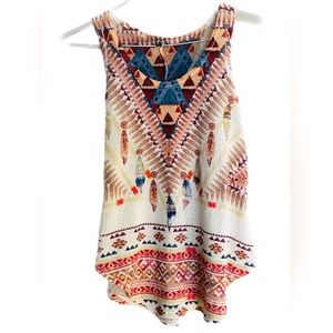 Papaya Cream Print Sleeveless Top